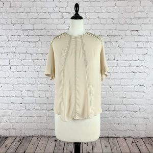 ANN TAYLOR ~ Lace Inset Top Pearl Sand Size M